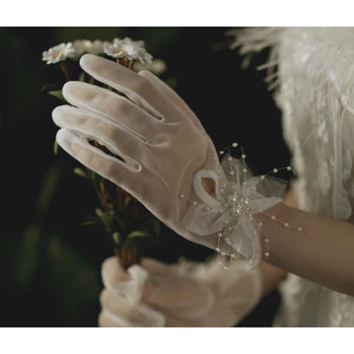 ถุงมือเจ้าสาว แบบสั้นและยาวงานพรีเมี่ยมประดับมุขพร้อมส่ง