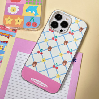 เคสสำหรับไอโฟน ลาย Teddy and cherry (พื้นหลังทึบ) - Dual Gua…