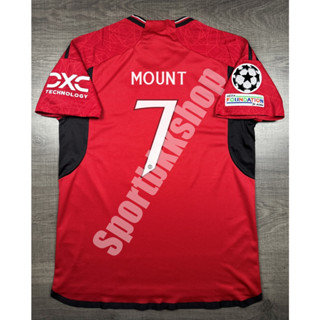 เสื้อฟุตบอล Home แมนยู เหย้า  2023/24 พร้อมเบอร์ชื่อ 7 MOUNT อาร์มยูฟ่า แชมป์เปี้ยนลีค