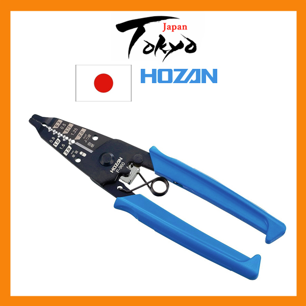HOZAN P-960 สตัตเปอร์สำหรับสายไฟขนาดมิลลิเมตร พร้อมคัตเตอร์ สปริง คีมจับยางยืด ผลิตในญี่ปุ่น