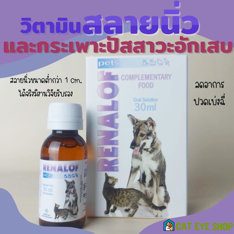 Renalof รีนาลอฟ 30 ml. วิตามินแมวและสุนัขสำหรับโรคนิ่ว กระเพาะปัสสาวะอักเสบ สำหรับสัตว์เลี้ยงทานได้ท