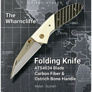 มีดพับ Custom Folding Knife, Wharncliffe blade, Carbon Fiber Handle..