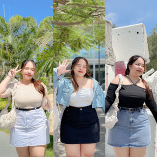 โค้ด 𝐇𝐄𝐀𝐕𝐒𝐄𝐏𝟏 ลด 45.- กระโปรงยีนส์สั้นทรงเอ เอว32-37” Trio Jean Skirt