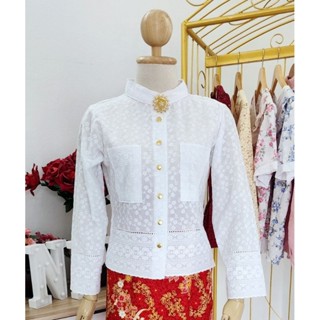 s-4×L เสื้อบ่าบ๋า เสื้อคอจีน เสื้อลูกไม้ เสื้อไปวัด