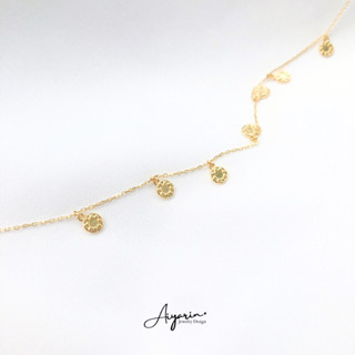 "Shine Bright Like The Sun" 9K Gold Plated 925 Silver Sterling Necklace สร้อยคอเงินเเท้925 ชุบทอง9K