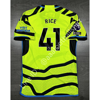 เสื้อฟุตบอล เกรด player Arsenal Away อาเซน่อล เยือน 2023/24 เบอร์ชื่อ 41 RICE