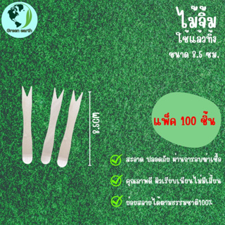 Greenearth ไม้จิ้มผลไม้ ส้อมจิ้มผลไม้ทำจากไม้ ขนาด8.5cm(แพ็ค100ชิ้น)