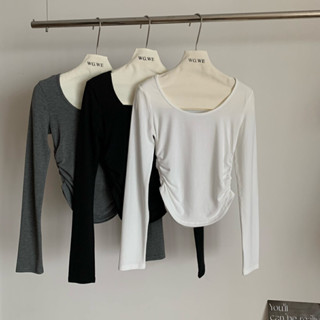 WG.WE เสื้อแขนยาวทรงสลิมคอยูแขนยาว slim u-neck top