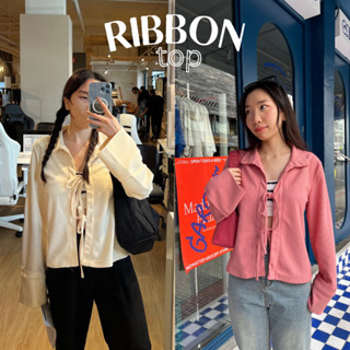 UIUI | RIBBON TOP เสื้อแขนยาวโบว์ ผูกด้านหน้า