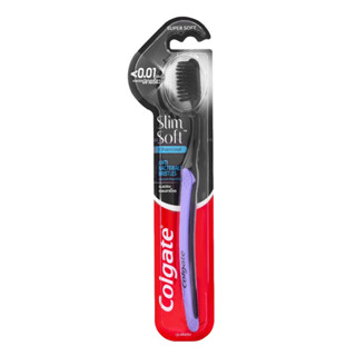 ✅ COLGATE SlimSoft Charcoal Toothbrush SuperSoft คอลเกต แปรงสีฟัน สลิมซอฟต์ ชาร์โคล รุ่นขนแปรงซูเปอร์ซอฟต์