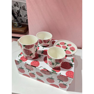 MaMansikka series strawberry printed cup dish bowl 4-piece gift box set