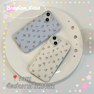 🌷Braylon🌷จัดส่งภายใน24ชม ดอกไม้ ลวดลาย สีขาว สีฟ้า หวานสวย iphone 11 14 pro max ป้องกันการหล่น case for iPhone 12 13