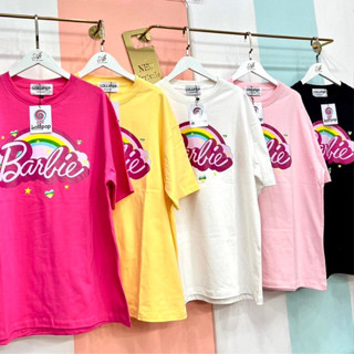 เสื้อยืดโอเวอร์ไซส์ ลาย Barbie รุ้ง/ตาราง