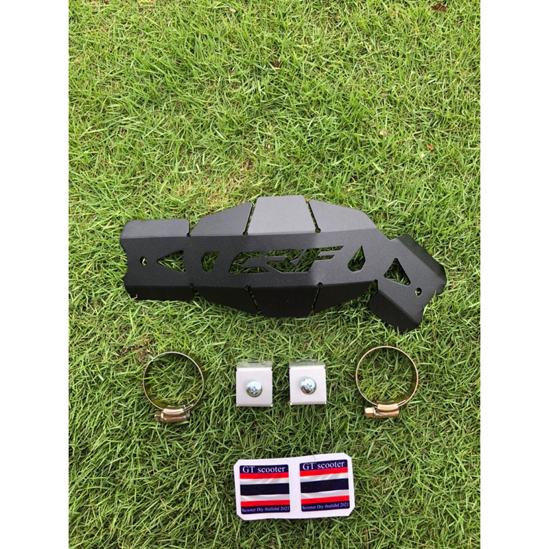 #การ์ดท่อCRF250,CRF300L #การ์กันร้อน วัสดุอลูมิเนียม สีดำเพาเดอร์โค๊ด
