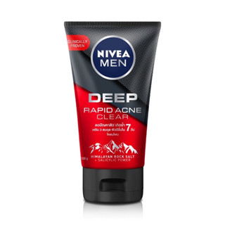 NIVEA Men Deep Rapid Acne Mud Foam โฟมล้างหน้าผู้ชาย สำหรับผิวมันง่ายและเป็นสิวมาก. 100G/กรัม