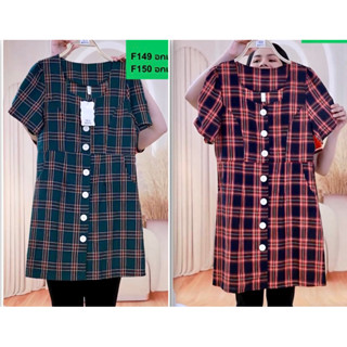 ZEEKFORYOU เดรส คอเหลี่ยม กระดุมหน้า แขนสั้น size S
