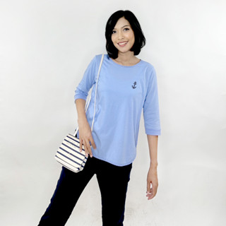 PORTLAND เสื้อยืดแขน 3 ส่วน (สีฟ้า) / Sleeve Tee (Blue)