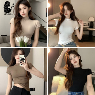 เสื้อน่ารัก แฟชั่นเกาหลี แขนสั้น เสื้อคอเต่า เนื้อผ้ายืดยุนใส่สบาย TS1144