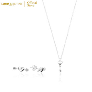 [Giftset] Louis Montini (Jewelry) ชุดกิฟท์เซต Sterling Silver 925 ต่างหูเงินแท้ สร้อยคอเงินแท้ รูปหัวใจ  LJ-GS009