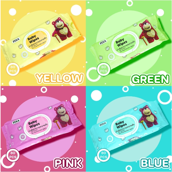 B-2729 กระดาษทิชชู่เปียกPIKA Baby Wipes ทิชชูเปียก 80pcs.ทิชชู่เปียกเด็ก กระดาษเปียก กระดาษทิชชู่เปี