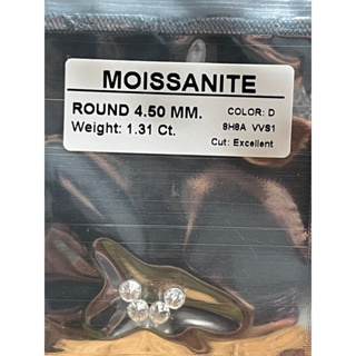 4.50 MM GRA MOISSANITE DIAMOND รูปร่าง ROUND เพชร 4 เม็ด น้ำหนัก 1.18 กะรัต)ขนาด โมซาไนท์ เพชร โมอีส เพชร น้ำ 100-98