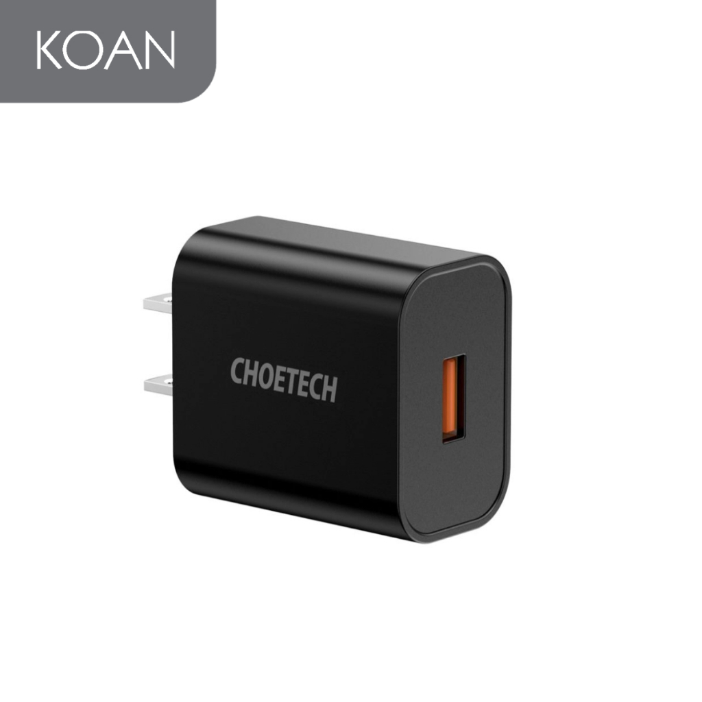 อแดปเตอร์ Choetech USB-A Charge 18W - Black