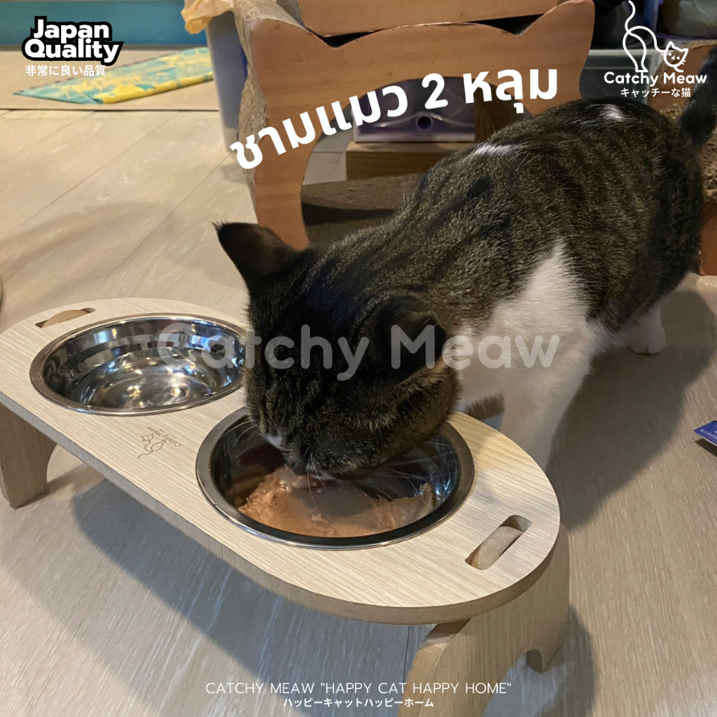(ลด30% กดตะกร้าในคลิป) ชามอาหารแมว ชามน้อนแมว by Catchy Meaw