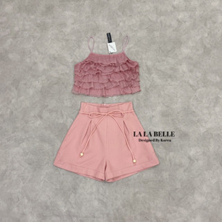 LA LA BELLE:Setเสื้อสายเดี่ยวระบายๆชั้นPINK(*สอบถามสต๊อกก่อนกดสั่งน๊า)