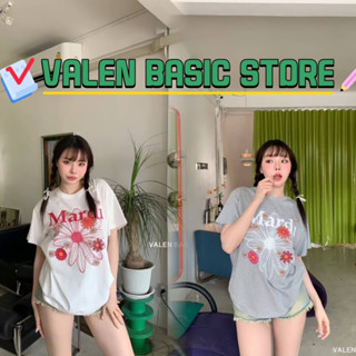 VALEN BASIC STORE 🌼 เสื้อยืดมาดี้ลายดอกใหญ่+ดอกเล็ก