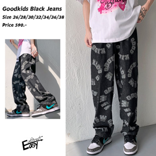 กางเกงยีนส์ทรงกระบอก รุ่นGOODKIDS BLACK JEANS แฟชั่นแนวสตรีท ทรงหลวม ใส่เข้ากับทุกลุคทุกสไตล์ ผ้านุ่นใส่สบาย ไปจัดกันนน