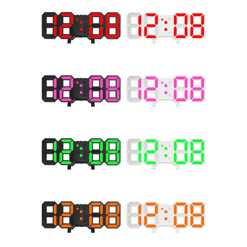 3D LED Clock นาฬิกาอิเล็กทรอนิกส์นาฬิกาดิจิตอล LED นาฬิกาตั้งโต๊ะสไตล์มินิมอล