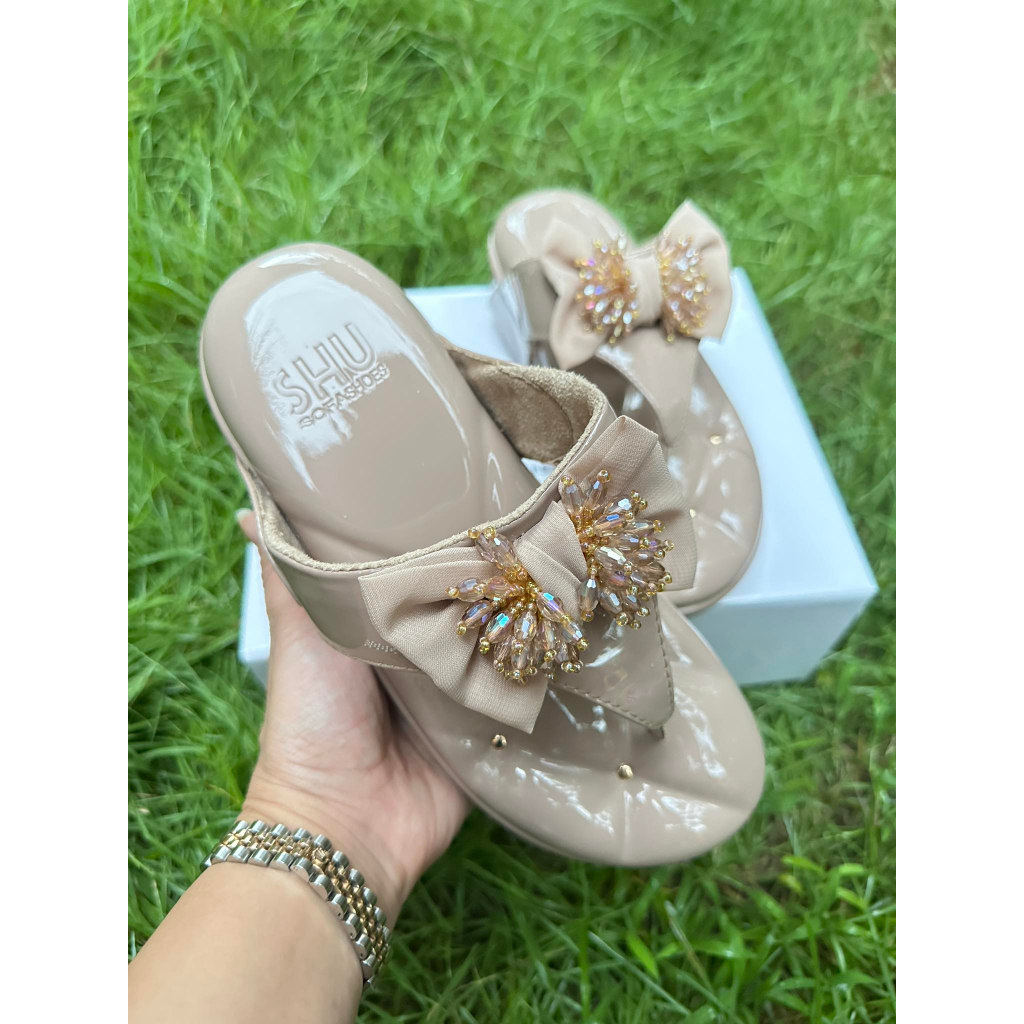 SHU SOFASHOES 2.5“(0203) สีเงา 7 สีทรงหน้าโบว์ รองแตะผู้หญิง