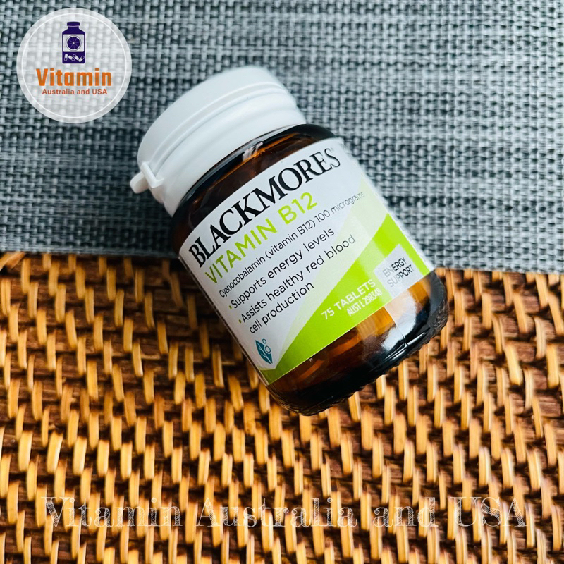 Blackmores B12 ขนาด 75 เม็ด vitaminB blackmore แบล็คมอร์ส บี12 Blackmores Vitamin B12 supports energ