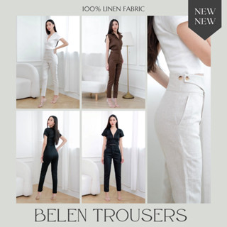 SelectedLook Belen Trousers กางเกงลินินแท้ ขากระบอกเล็ก อัดกาวทั้งตัว