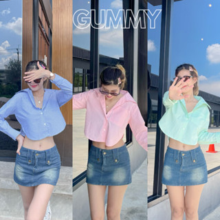 🌷GoodLucky🌷(Gummy Shirt) เสื้อเชิ้ตลายแถบแขนยาวมีปก มีกระดุมน่ารักสุด