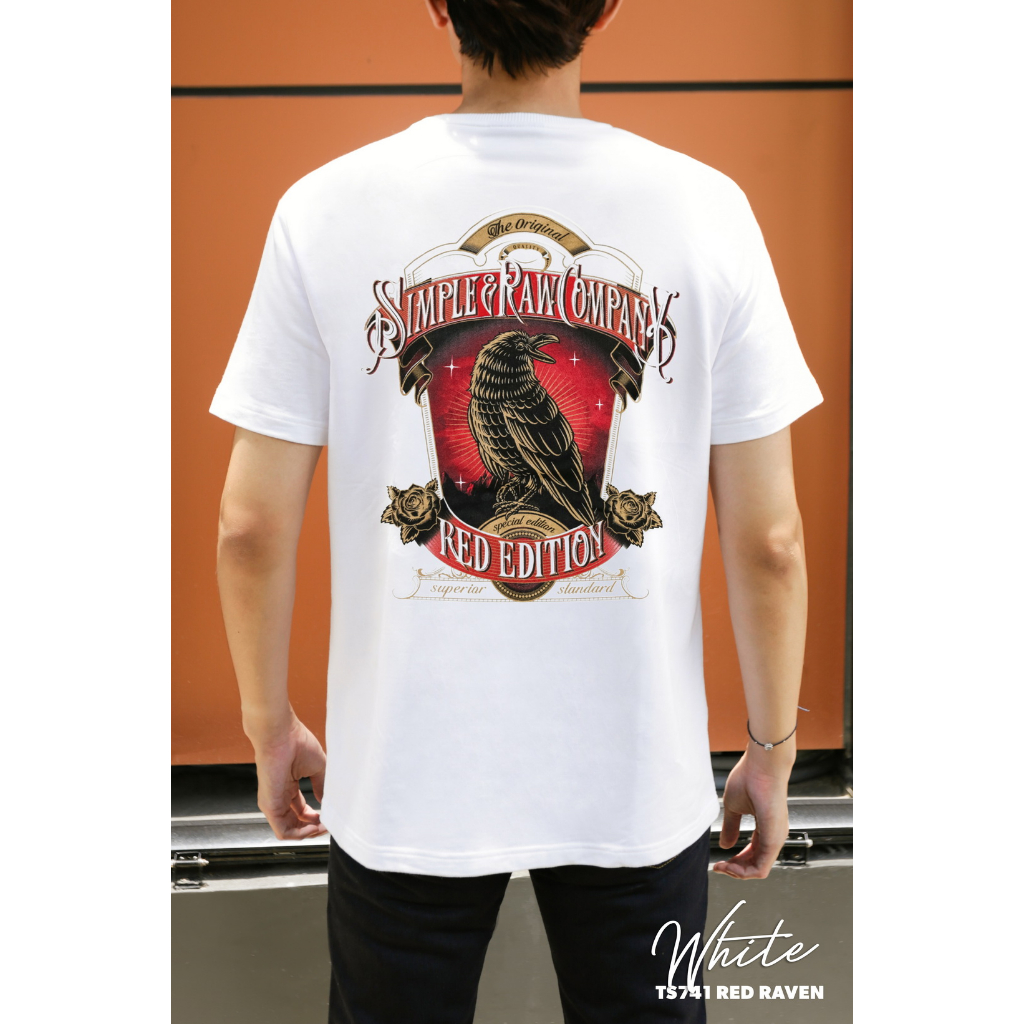 Simple&Raw - เสื้อยืด Ts741 Red Raven (White)