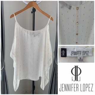 Jennifer Lopez OVERSIZE Sheer Top เสื้อสายเดี่ยวเปิดไหล่แต่งดิ้น/กระดุมทองแบรนด์ Jennifer Lopez แท้💯 A70