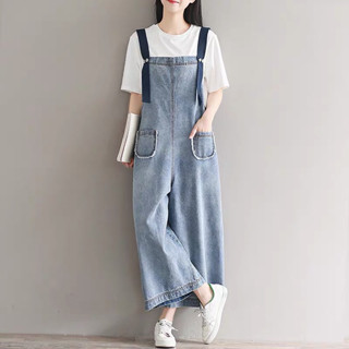 Manyjeans Overalls เอี๊ยมกางเกงยีน์ขา 5 ส่วน (สินค้าพร้อมส่งในไทย)