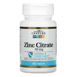 exp 04/2025 21st century  Zinc Citrate 50mg 60 เม็ด