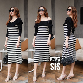 🌈🌿🌺🌸🌼🤎🧡🇰🇷 Knit Stripe OFS Long Sleeve Maxi Dress