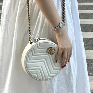 Thailand spot กระเป๋าทรงเค้กทรงกลม Gucci Marmont/สไตล์ผู้หญิง/จัดส่ง24ชม