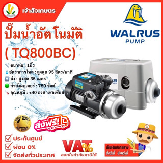 ปั๊มน้ำอัตโนมัติ WALRUS รุ่น TQ800BC ปั๊มน้ำ 1 นิ้ว มีฝาครอบ กำลังไฟ 750 วัตต์ ปั๊มน้ำออโต้ 1" วอรัส🔥ส่งฟรี 🔥