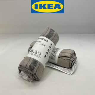 IKEA อิเกีย MARIATHERES มาเรียเธเรียส ผ้าเช็ดจาน, ผ้าลินิน เบจ/ลายทาง, 50x70 ซม.