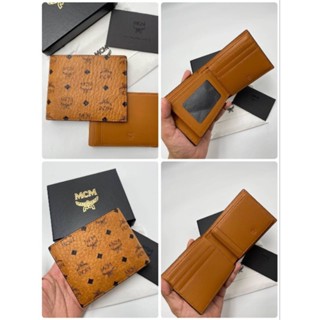 🔥กระเป๋าสตางค์สั้นชายแบบมีไส้😎New MCM Wallet Mens MCM Bi-Fold Wallet ID Card Case Visetos