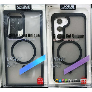 เคส Samsung Galaxy S22 S23 Ultra S23 Plus หลังขุ่น ขอบสี LIKGUS งานแท้ ของแท้ แหวน แมกเซฟ กันกระแทก ไม่เป็นรอยนิ้ว