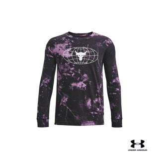 Under Armour UA Boys Project Rock Brahman Globe Long Sleeve อันเดอร์ อาเมอร์ เสื้อออกกำลังกายแขนยาว สำหรับเด็กผู้ชาย