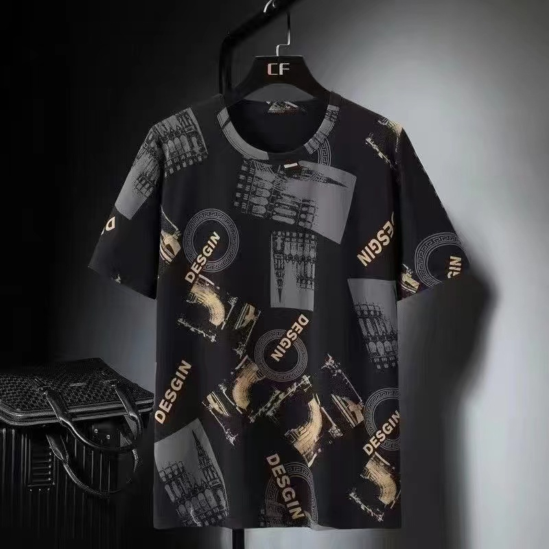 Se7en shop 2025 NEW เสื้อยืดคอกลมแขนสั้น เสื้อยืดผู้ชาย ลายเท่ๆ(มี2สี)รุ่น M5145