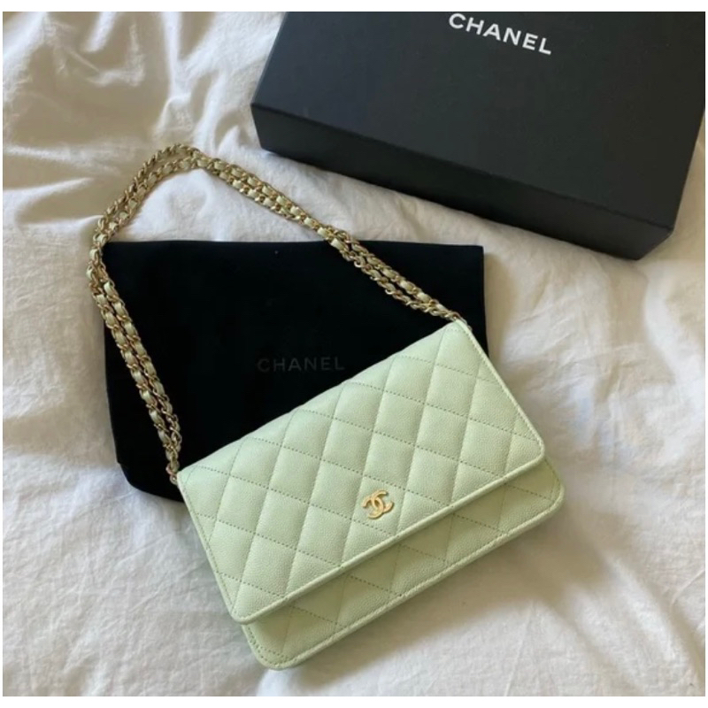Chanel WOC ตู้ญี่ปุ่น ราคาเท ลุ้นแท้มาก holo แท้ pistachio green with gold hardware