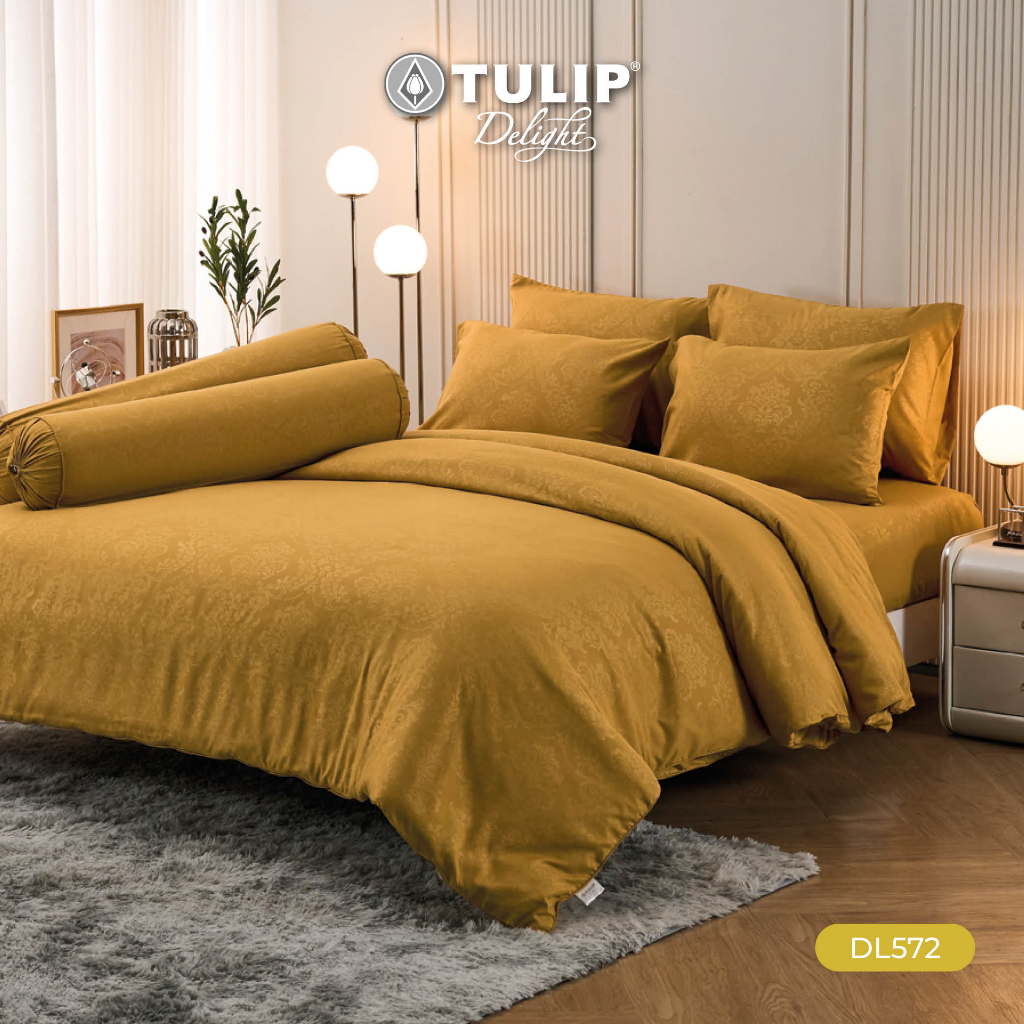 TULIP Delight สีพื้นอัดลาย DL572 ชุดผ้าปูที่นอน ผ้าปูที่นอน ผ้าห่มนวม มีลายนูนเบาๆ บนเนื้อผ้าสัมผัสได้