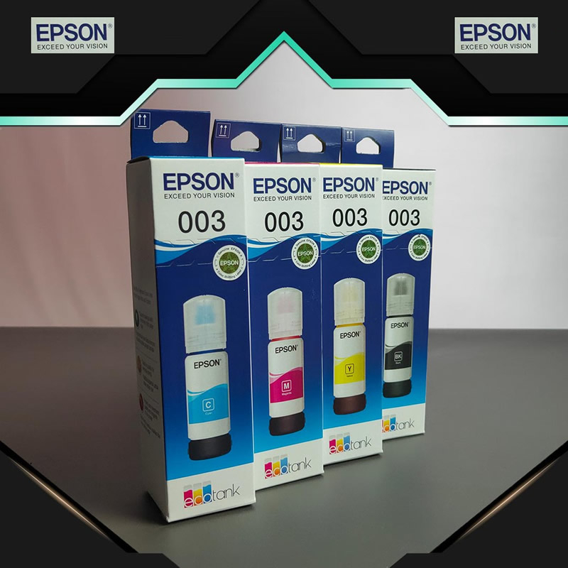 หมึกอิงค์เจ็ทแท้ EPSON 003 .สำหรับใช้งานควบคู่กับเครื่องปริ้นเตอร์ : EPSON รุ่น L1110 /L3110 /L3150 /L5190/L3250/L3210
